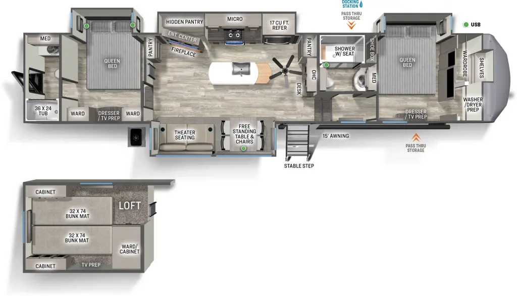 2024 Forest River Sandpiper 4002FB floor plan