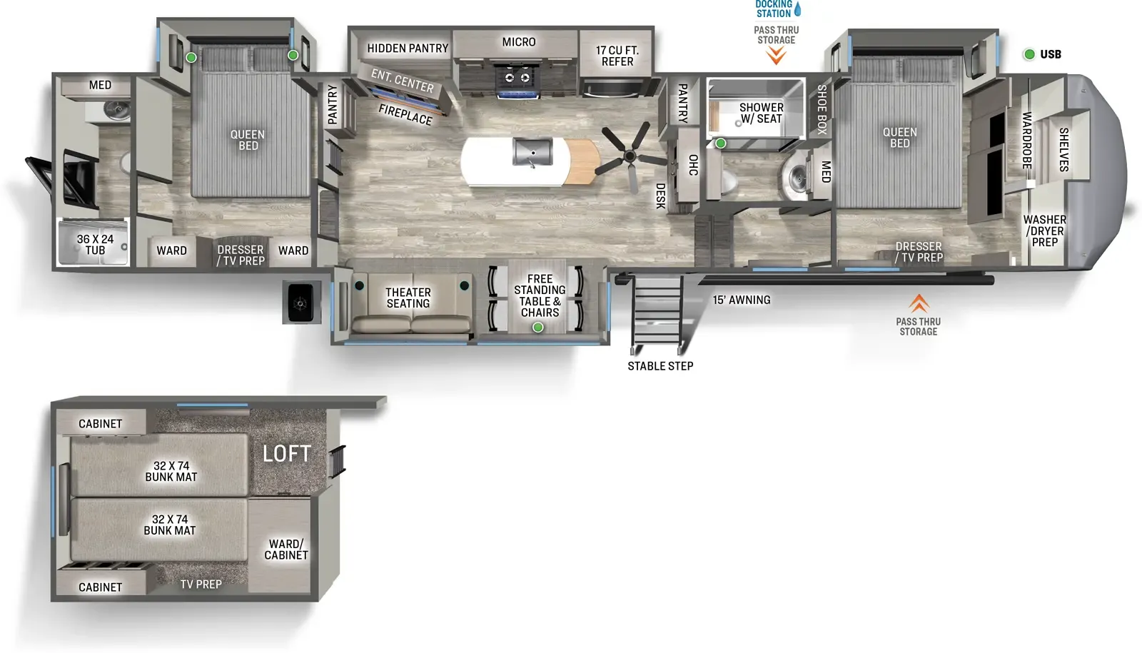 2024 Forest River Sandpiper 4002FB - Floor plan
