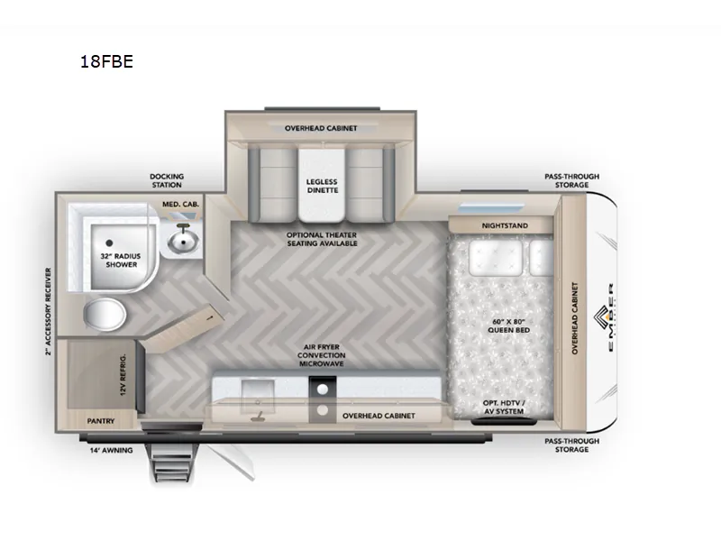 2025 Ember RV E-Series 18FBE - Floor plan