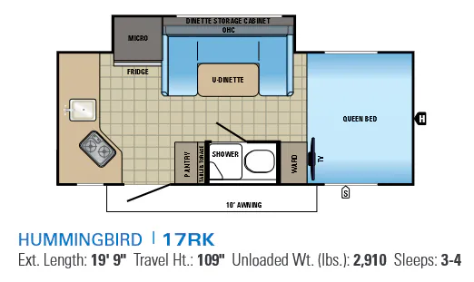 Jayco Hummingbird 17RK floor plan