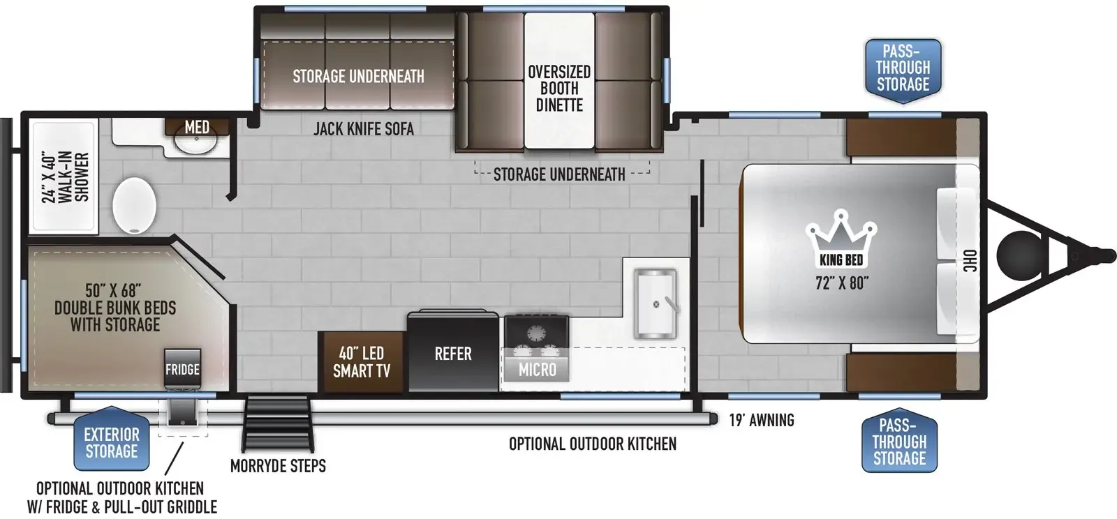2024 East to West Della Terra 262BH - Floor plan