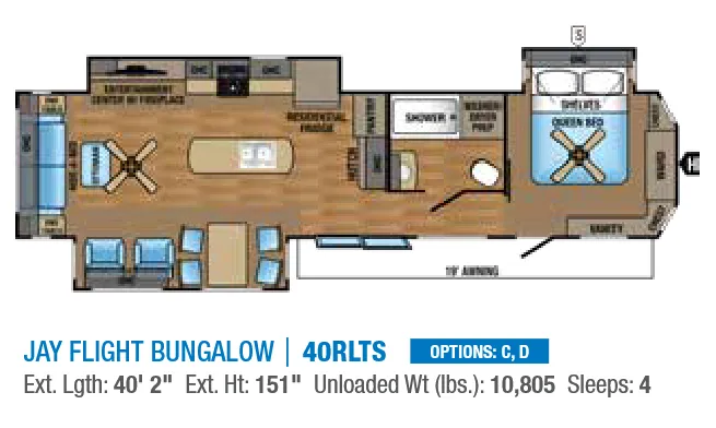 Jayco Jay Flight Bungalow 40RLTS floor plan