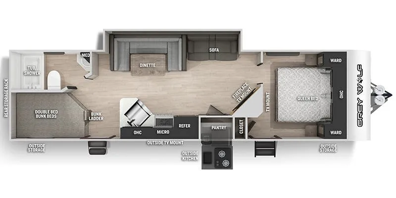 2022 Forest River Cherokee Grey Wolf 27DBH floor plan