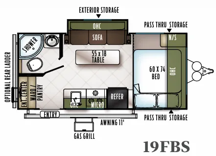 Forest River Flagstaff Micro Lite 19FBS floor plan