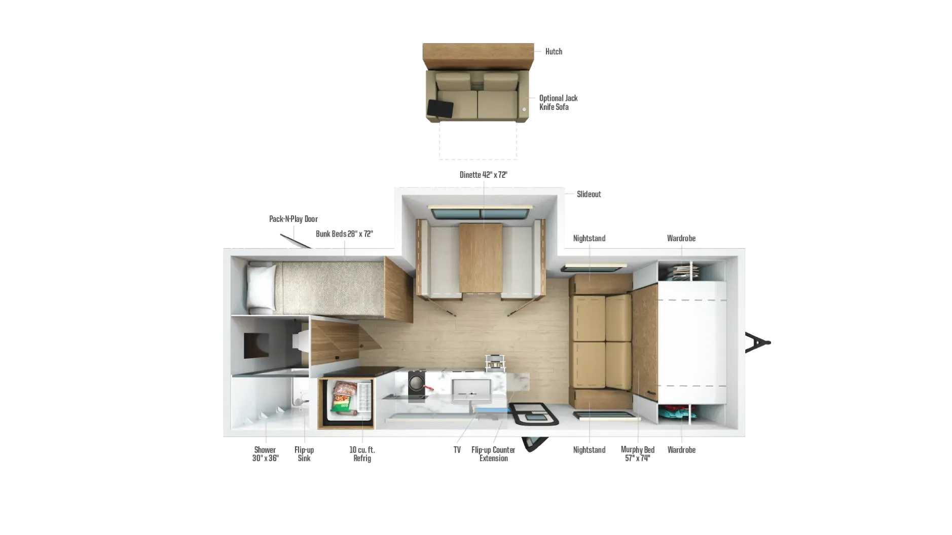 2027 Winnebago Micro Minnie 2200MBH - Floor plan