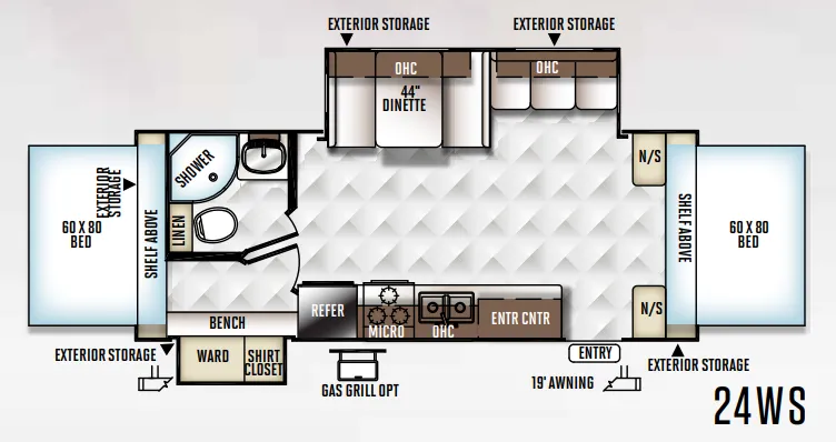 Forest River Rockwood Roo 24WS floor plan