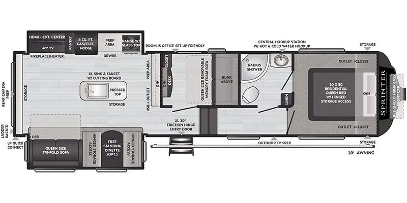 Keystone Sprinter Campfire 31MB floor plan