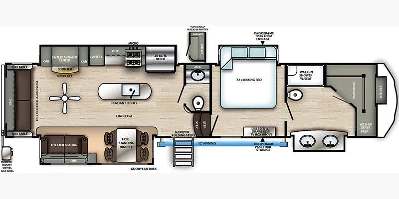 2020 Forest River Sandpiper 368FBDS - Floor plan