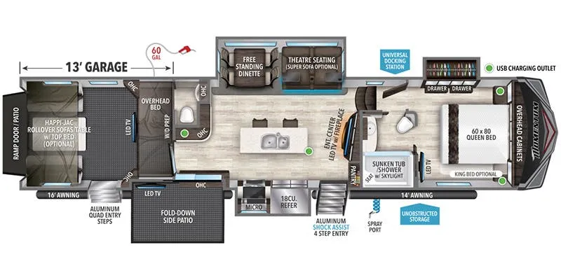2018 Grand Design Momentum 399TH floor plan