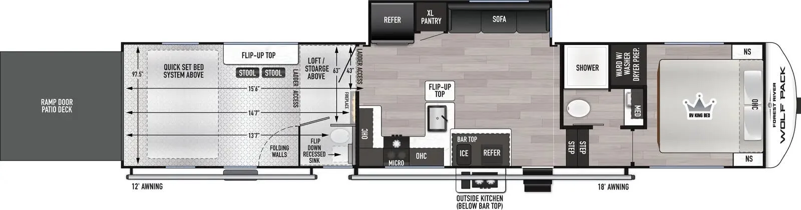 2025 Forest River Cherokee Wolf Pack 365PACK155 - Floor plan