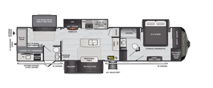 Keystone Alpine Avalanche Edition 378BH floor plan