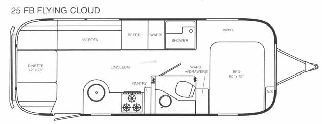 Airstream Flying Cloud 25FB floor plan