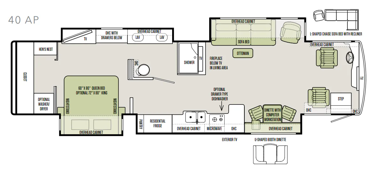 Tiffin Allegro Bus 40 AP floor plan
