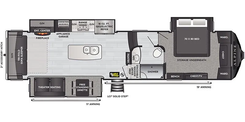 2021 Keystone Alpine 3650RL - Floor plan