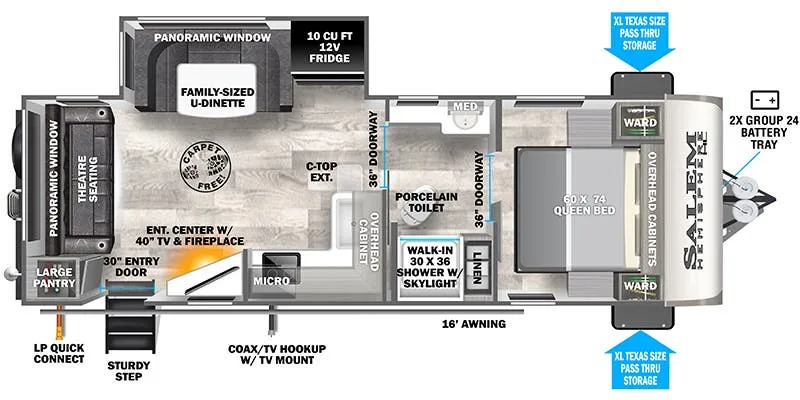 Forest River Salem Hemisphere Hyper-Lyte 24RLHL floor plan
