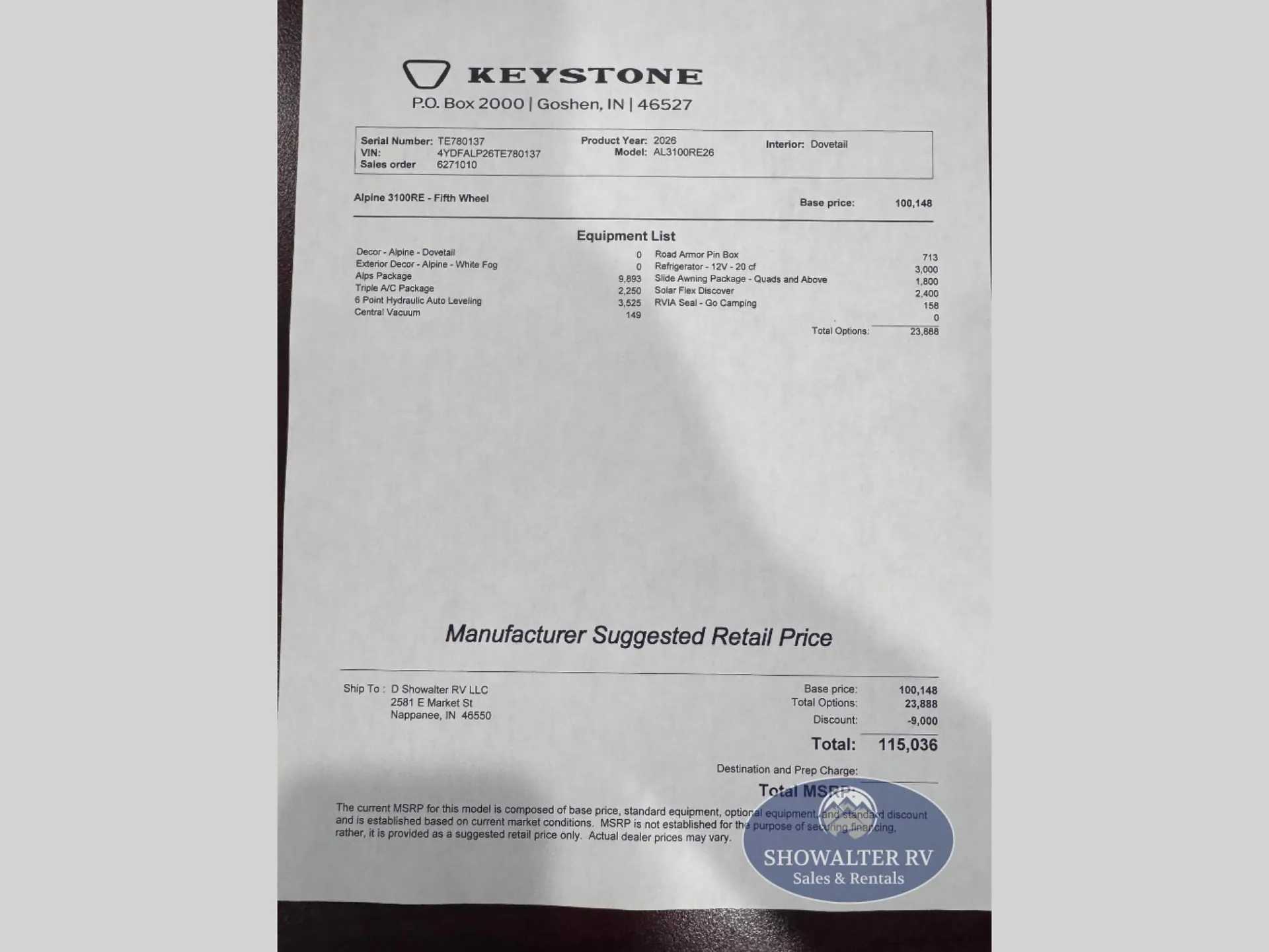 2026 Keystone Alpine 3100RE - Photo 3