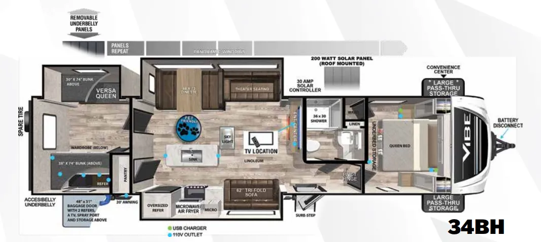 2024 Forest River Vibe 34BH - Floor plan