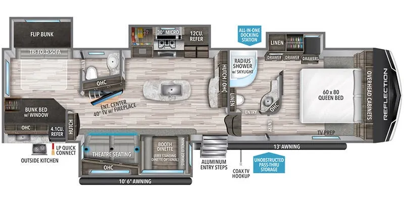 2023 Grand Design Reflection 311BHS floor plan
