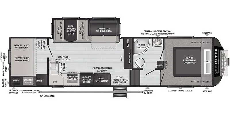 Keystone Sprinter Campfire 29BH floor plan