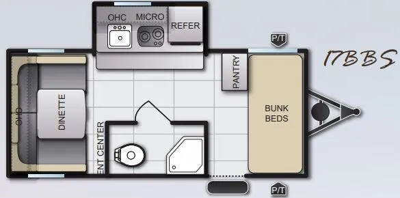 Pacific Coachworks Surf Side Mini 17BBS floor plan