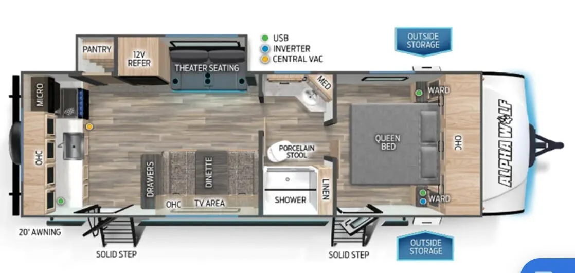 Forest River Cherokee Alpha Wolf 23LDE floor plan
