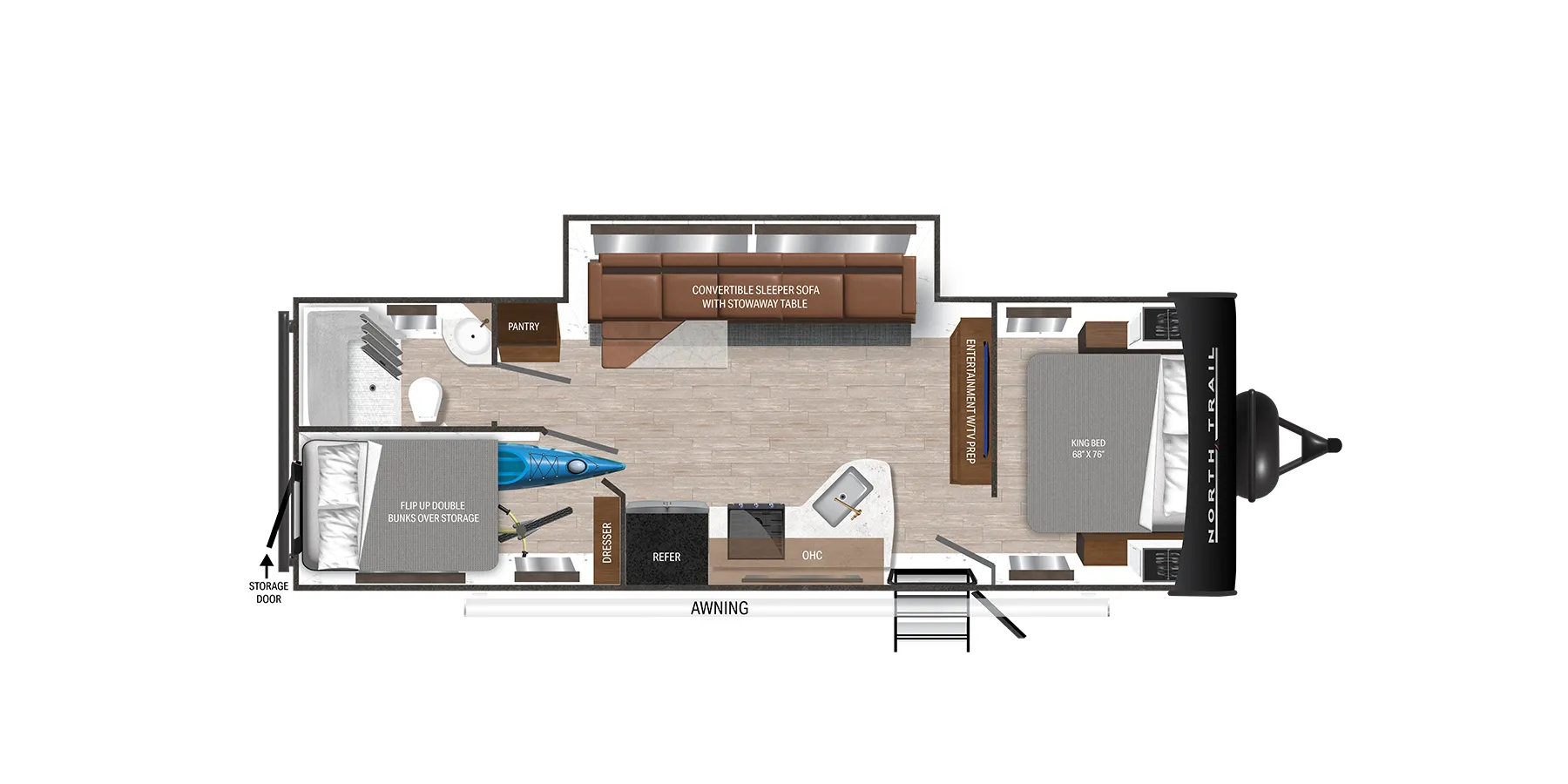 Heartland North Trail Ultra-Lite Travel Trailer 27BHG floor plan