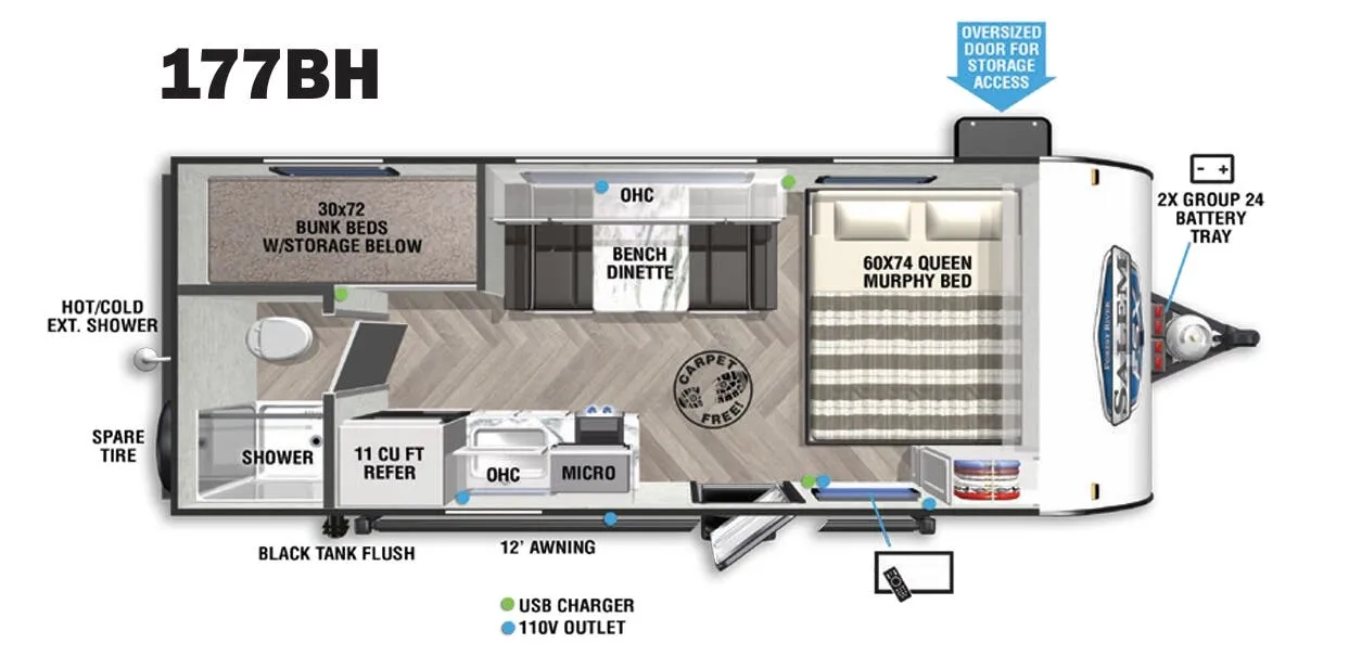 Forest River Salem FSX 177BH floor plan