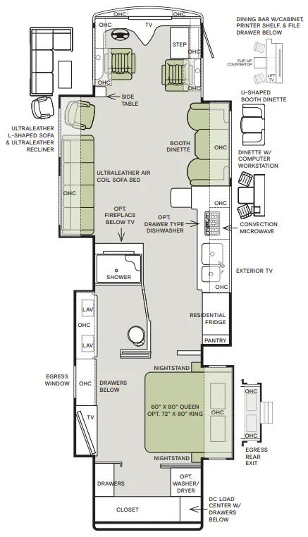Tiffin Phaeton 40 AH floor plan