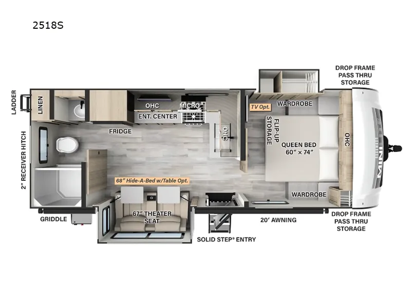 2024 Forest River Rockwood Mini Lite 2518S floor plan