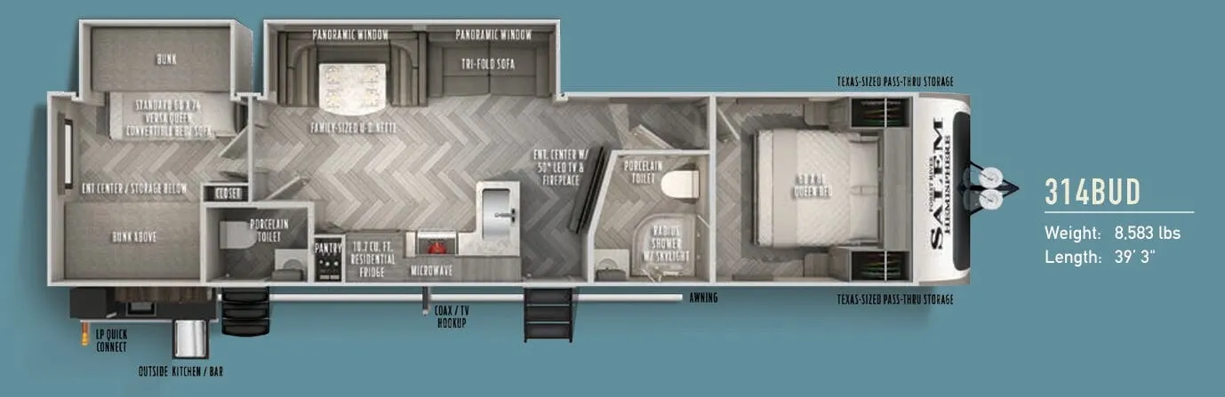 Forest River Salem Hemisphere 314BUD floor plan