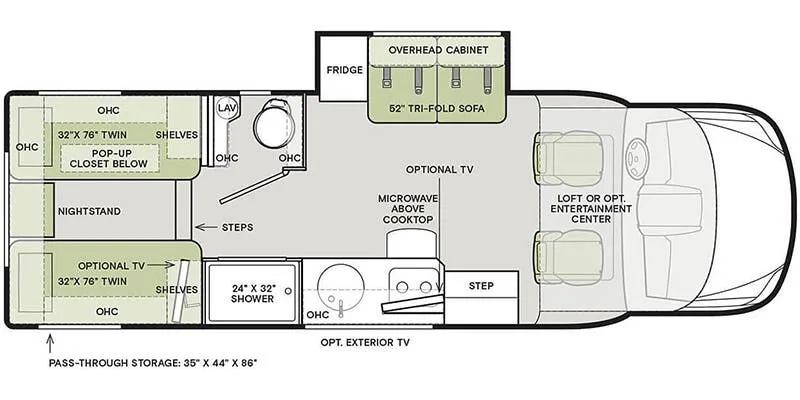 2023 Tiffin Wayfarer 25 LW floor plan