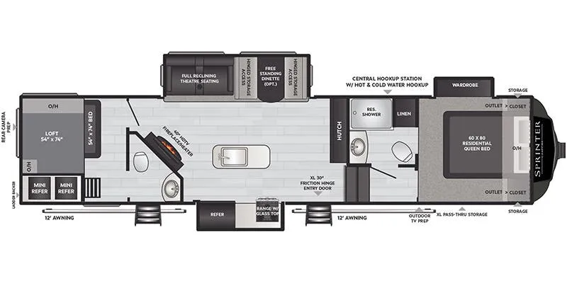 2022 Keystone Sprinter 35BH - Floor plan