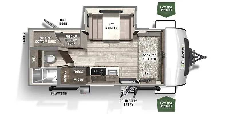 2021 Forest River Flagstaff E-Pro E20BHS floor plan