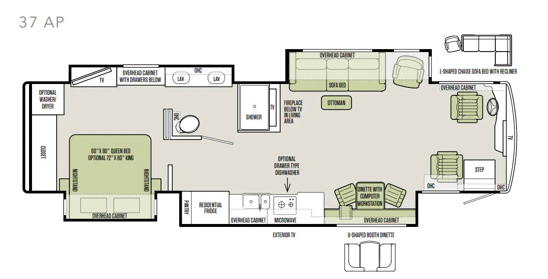 Tiffin Allegro Bus 37 AP floor plan
