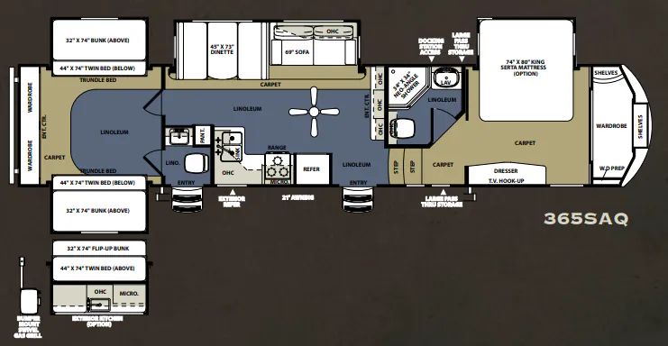 Forest River Sandpiper 365SAQ floor plan