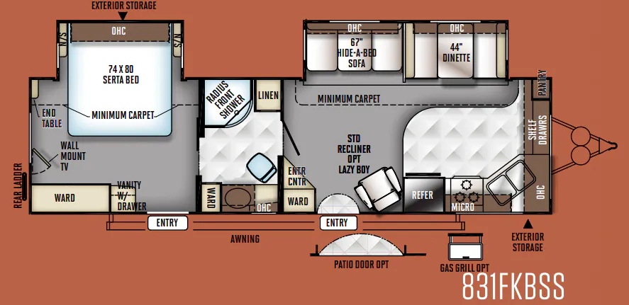 Forest River Flagstaff Classic Super Lite 831FKBSS floor plan