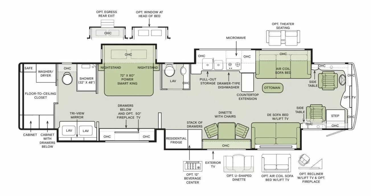 Tiffin Allegro Bus 45 OPP floor plan