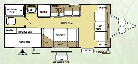 Forest River Wildwood X-Lite 18BH floor plan