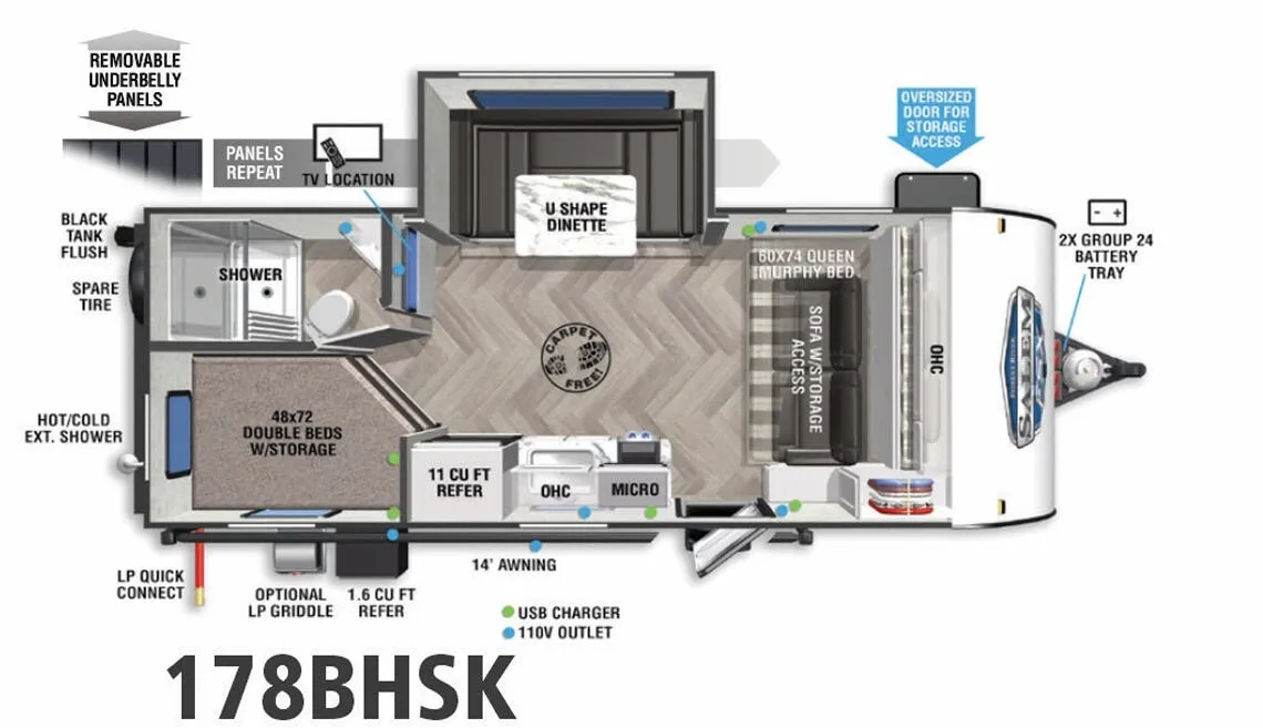 Forest River Salem FSX 178BHSK floor plan