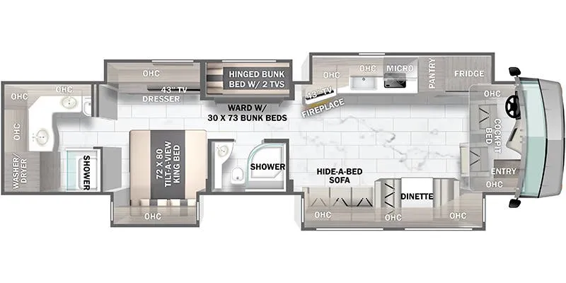 Forest River Berkshire XLT 45A floor plan