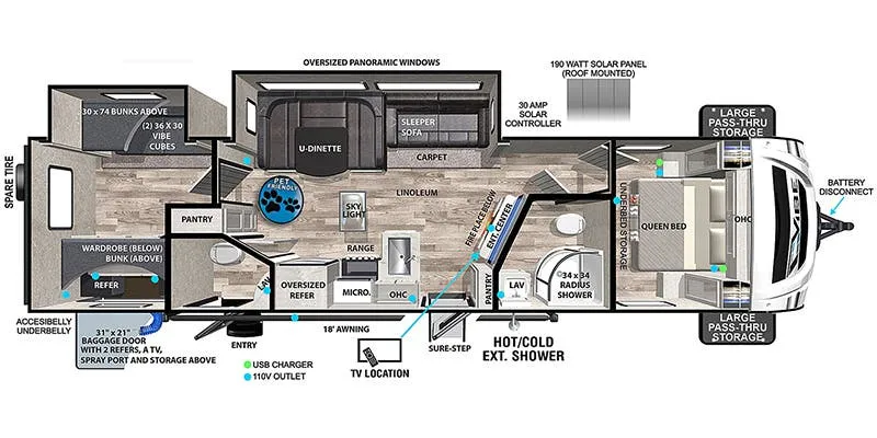2022 Forest River Vibe 32BH floor plan