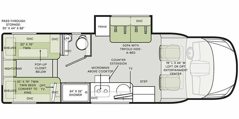 2024 Tiffin Wayfarer 25 LW floor plan