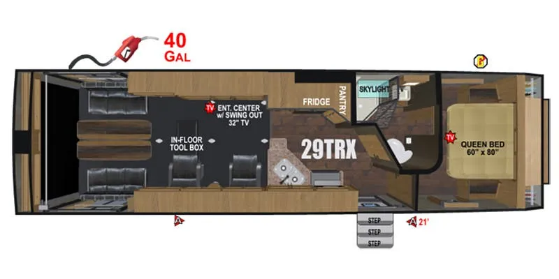 2026 Outdoors RV Trail Series 29TRX - Floor plan