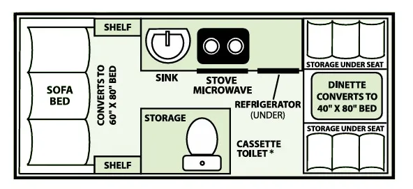 Aliner Expedition Sofa Bed floor plan