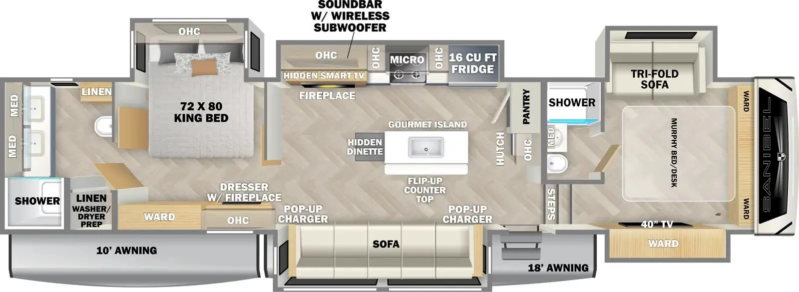 Prime Time Sanibel 3982DBWB floor plan