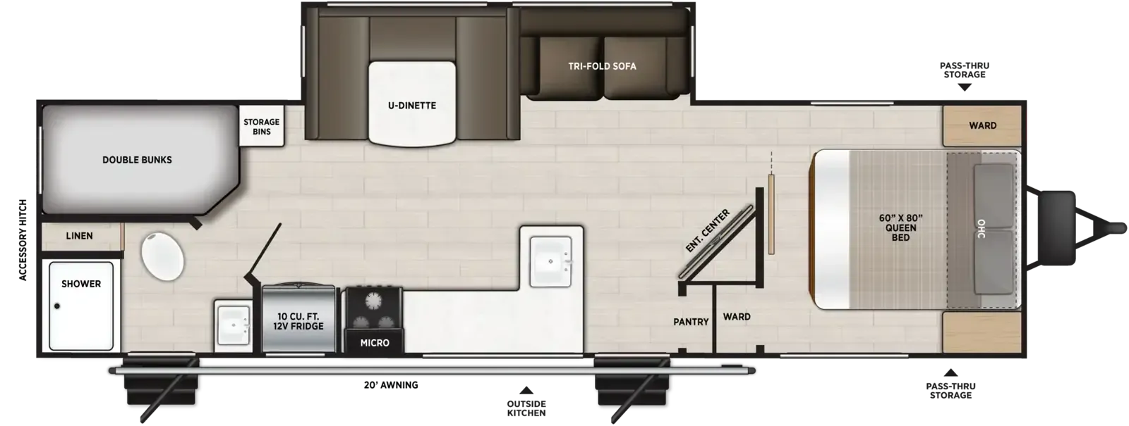 Forest River Salem Hemisphere Hyper-Lyte 25BHHL floor plan