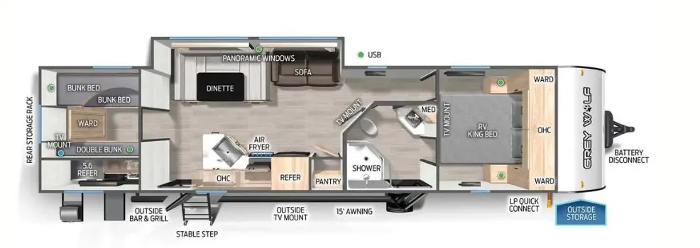 Forest River Cherokee Grey Wolf 29TE floor plan