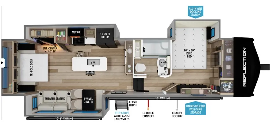 2027 Grand Design Reflection 337RLS - Floor plan
