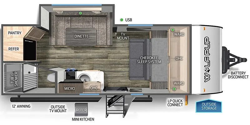 2022 Forest River Cherokee Wolf Pup Black Label 16PFBL - Floor plan