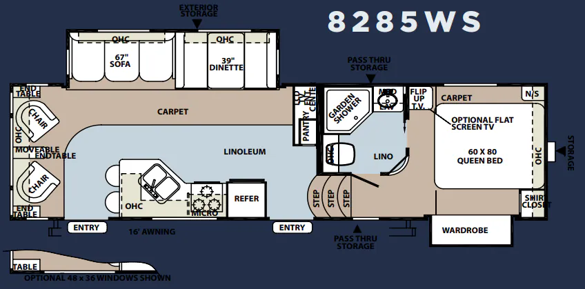 Forest River Rockwood Signature Ultra Lite 8285WS floor plan